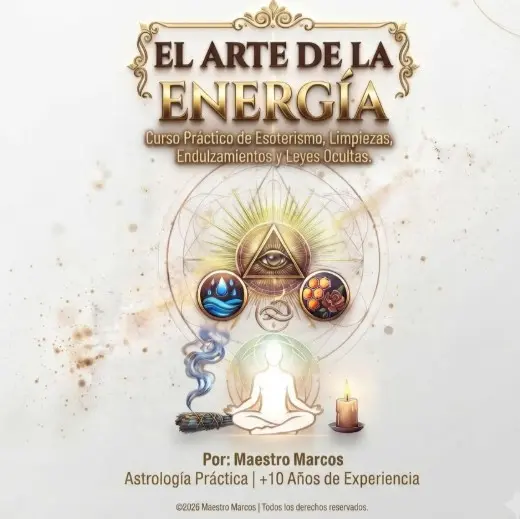 Portada del Curso Práctico El Arte de la Energía por el Maestro Marcos sobre esoterismo, limpiezas y endulzamientos